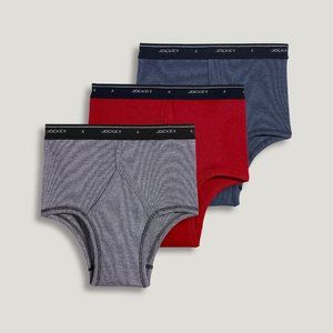New Men's 3 Pack Full Rise Briefs, Size 40, Cotton Stretch, Tag Price $22.50